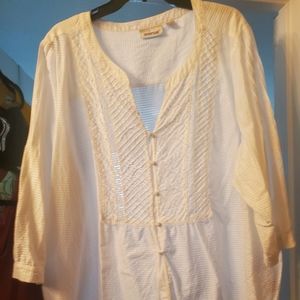 Avenue Beautiful White 100% Cotton Blouse